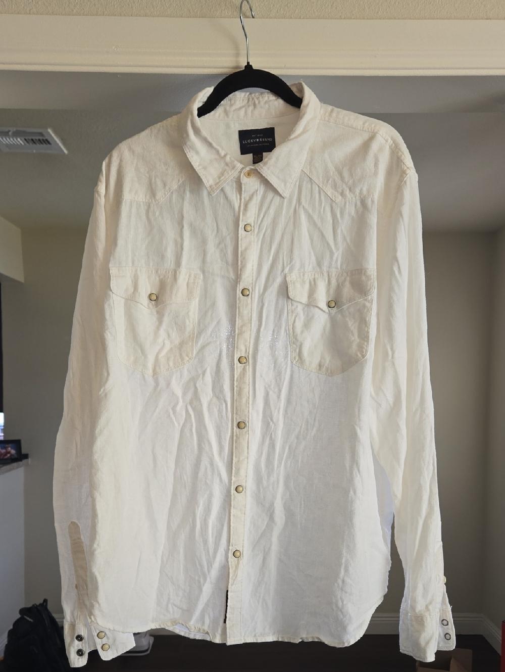 Lucky Brand Cream Western Snap-Front Shirt